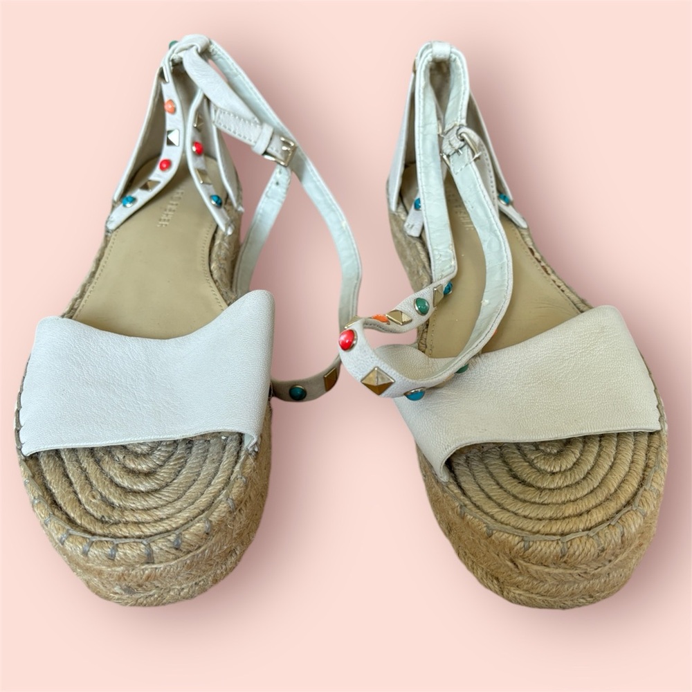 MARC FISHER ANKLE WRAP ESPADRILLE PLATFORM SANDALS SZ 8 MULTI. COLOR STUDS - Picture 7 of 8